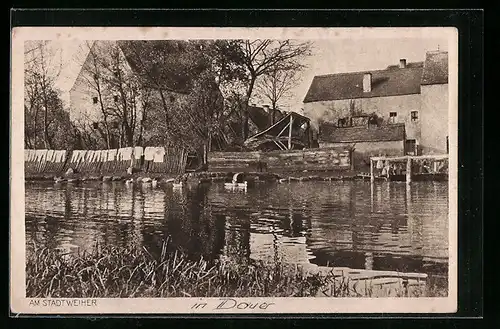 AK Grafenwöhr, altes Gehöft am Stadtweiher