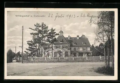 AK Grafenwöhr, Strassenpartie am Militärgasthof