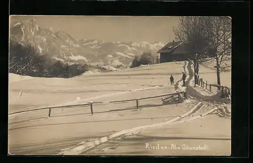 AK Immenstadt, am Gasthof Rieder-Alm im Winter