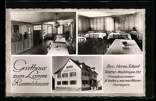 AK Rommelshausen, Gasthaus zum Lamm, Aussen- und Innenansichten