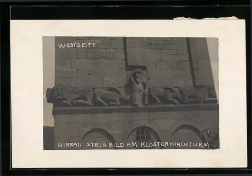 AK Hirsau, Steinbild am Klosterkirchturm, Westseite