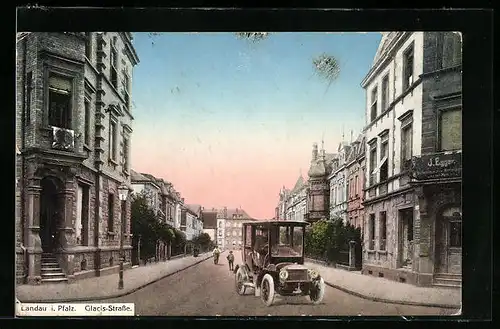 AK Landau / Pfalz, Blick in die Glacis-Strasse