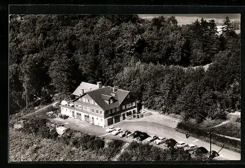 AK Burg Heiligenberg, Blick auf das Hotel Restaurant vom Flugzeug aus