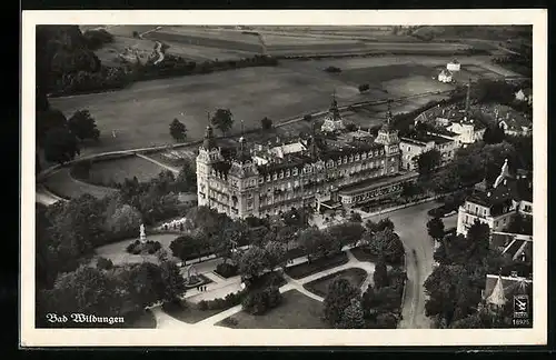 AK Bad Wildungen, Blick auf den Fürstenhof vom Flugzeug aus