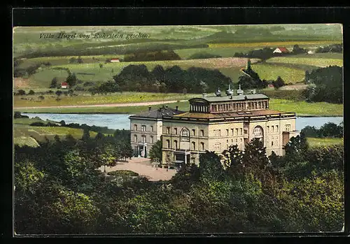 AK Bredeney, Blick vom Ruhrstein auf die Villa Hügel