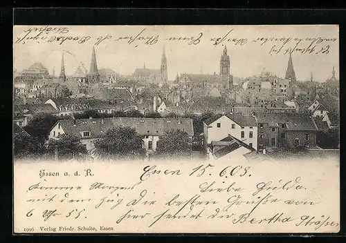 AK Essen a. Ruhr, Generalansicht der Stadt mit den Kirchtürmen