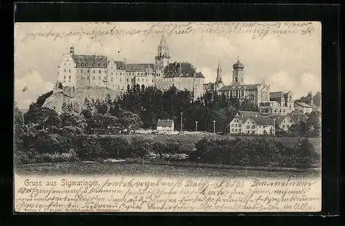 AK Sigmaringen, Blick auf das Hohenzollernschloss