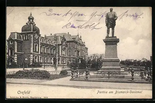 AK Crefeld, Partie am Bismarck-Denkmal