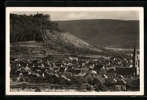 AK Gross Heubach am Main, Stadttotale mit dem Kloster Engelberg darüber