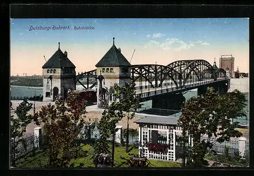 AK Duisburg-Ruhrort, Blick auf die Ruhrbrücke