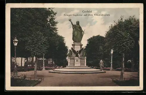 AK Crefeld, das Krieger-Denkmal auf dem Friedrichsplatz