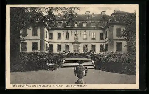 AK Bad Neuhaus bei Neustadt a. d. Saale, auf der Schlossterrasse