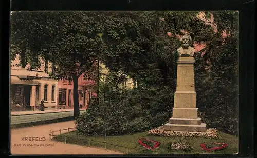 AK Krefeld, am Karl Wilhelm-Denkmal