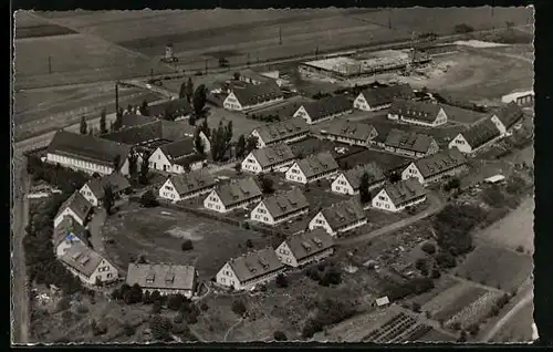 AK Neustadt bei Marburg a. L., Steimbelsiedlung mit hessischer Landvolk-Hochschule, aus der Vogelschau