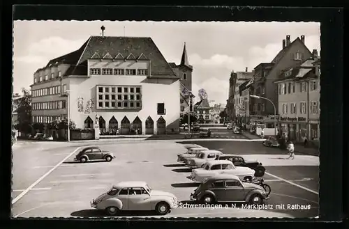 AK Schwenningen a. N., Rathaus am Marktplatz