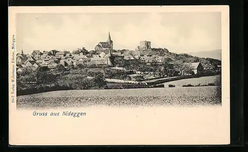 AK Nideggen i. Eifel, Panorama der Stadt mit Burg und Kirche