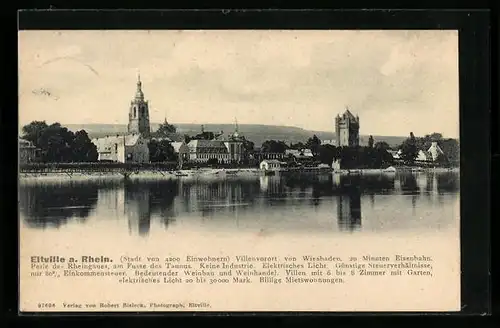 AK Eltville am Rhein, Panorama der Stadt vom Rheinufer aus