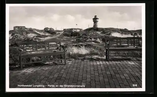 AK Nordseebad Langeoog, Partie an der Strandpromenade, Blick zum Turm