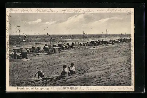 AK Nordseebad Langeoog, Strandleben mit Meeresblick