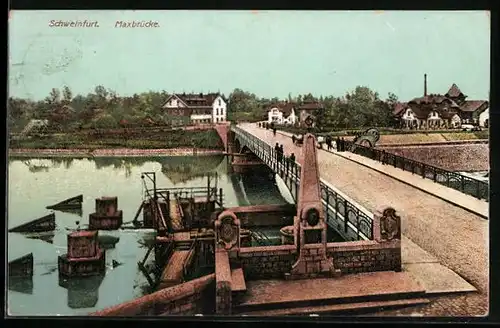 AK Schweinfurt, Blick über die Maxbrücke