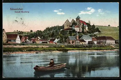 AK Schweinfurt, Blick vom Mainufer auf das Schloss Mainberg