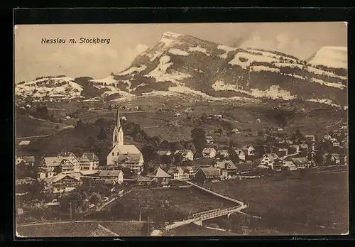 AK Nesslau, Ortsansicht mit Stockberg