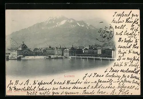 AK Luzern, Blick vom See auf den Ort