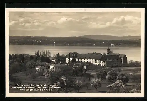 AK Münsterlingen, Kantonsspital von der Bodanswart aus gesehen, Seeblick