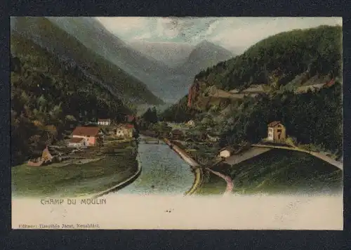 AK Champ du Moulin, Ortsansicht mit Umgebung und Brücke