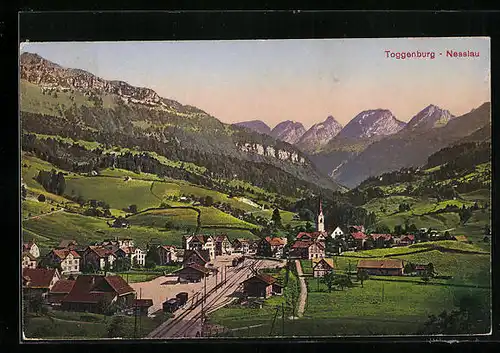 AK Nesslau, Panoramablick auf den Ort