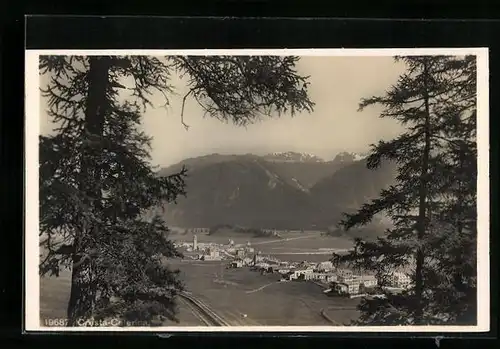 AK Cresta-Celerina, Panorama vom Berg aus gesehen