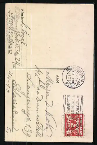 AK The Bugle-Call, Jäger auf Holzpferd ruft seinen Hund per Horn