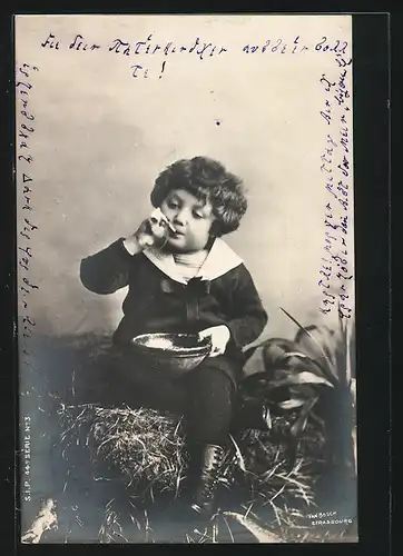 AK Bube im Matrosenanzug macht Seifenblasen