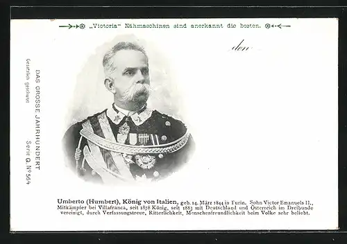 AK Umberto (Humbert) König von Italien in Uniform