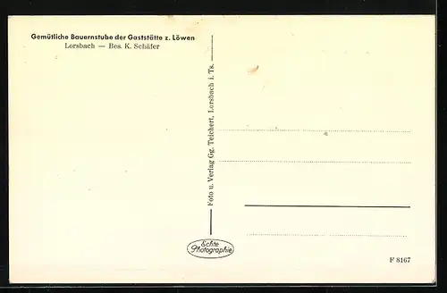 AK Lorsbach, Gaststätte z. Löwen, Bauernstube, Bes. K. Schäfer