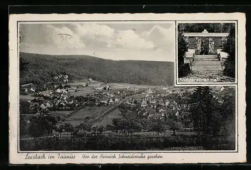 AK Lorsbach im Taunus, Von der Heinrich Schneiderruhe gesehen, Kriegerehrenmal