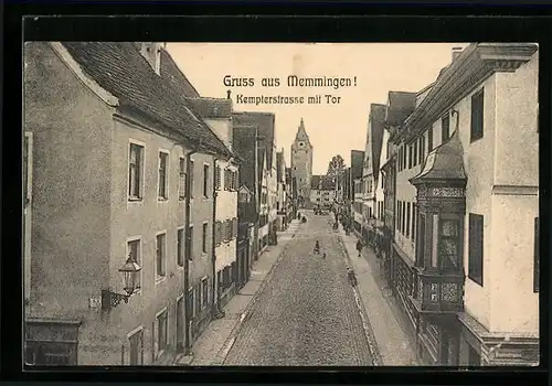AK Memmingen, Kempterstrasse mit Tor