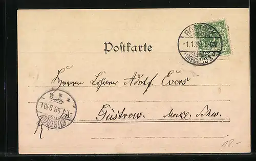 AK Rostock, Markt mit Marienkirche