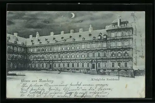 Mondschein-AK Bamberg, Königliche Residenz