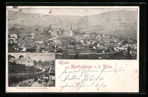 AK Bischofsheim v. d. Rhön, Gesamtansicht, Villa Osterburg