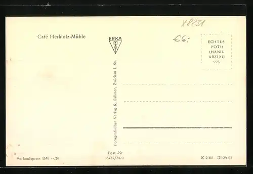 AK Rehefeld i. Erzgeb., Café Herklotz-Mühle