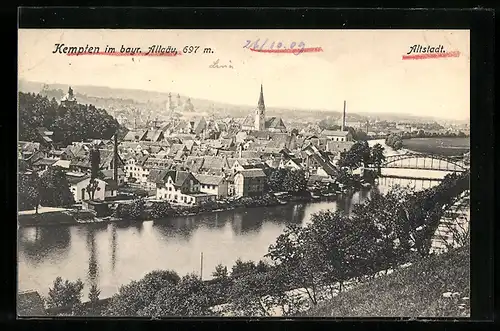 AK Kempten / bayr. Allgäu, Gesamtansicht mit Altstadt