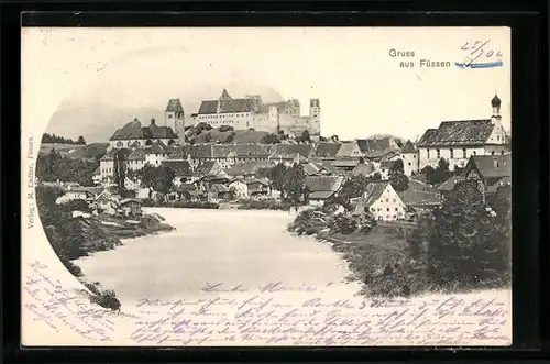 AK Füssen, Panorama mit Schloss