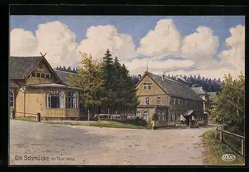 AK Gehlberg, Blick zum Gasthaus die Schmücke