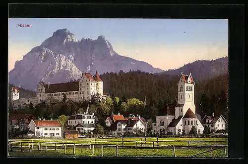 AK Füssen, Gesamtansicht mit Schloss und Kirche