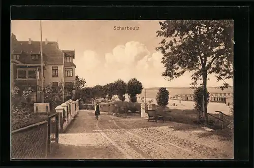 AK Scharbeutz / Ostseebad, Blick von der Strandpromenade auf das Meer