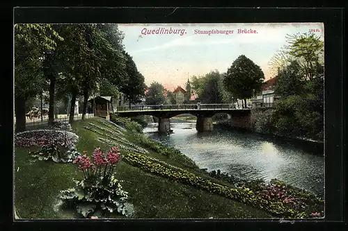 AK Quedlinburg, am Ufer neben der Stumpfsburger Brücke