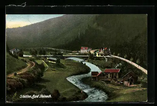 AK Bad Teinach, Ortsansicht mit Flusslauf