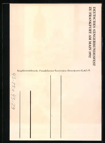 AK Frankfurt, Dt. Sängerbundesfest 1932, Sänger mit Blick auf den Römerberg und Dom