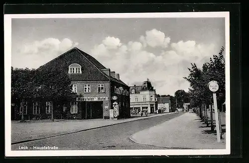 AK Leck, Muesfeldt`s Hotel an der Hauptstrasse